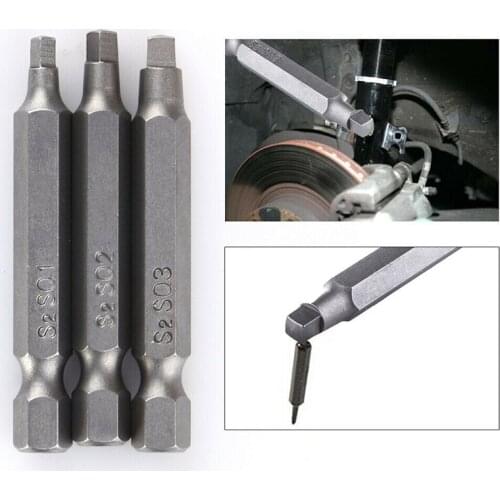 3pcs 50mm 1/4'' Magnetic Square Head Electric Screwdriver Drill Bit Metal Screwdriver Bits Kit Hand Tools Accessories