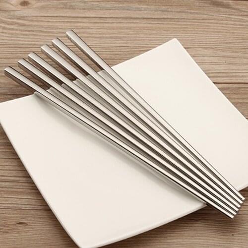5Pair/Set Chinese Stainless Steel Chopsticks Korean Food Sushi Chopsticks Non-Slip Chop Sticks Wedding Dinnerware Tableware Tool