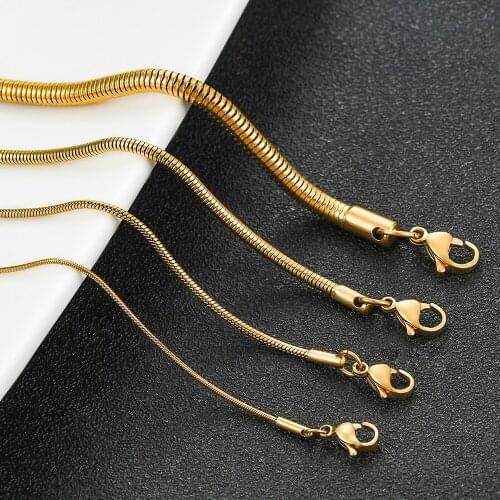 Fashion Women and Men Snake Chain Stainless Steel Necklace For High Quality Gold Color Jewelry Chain Gifts