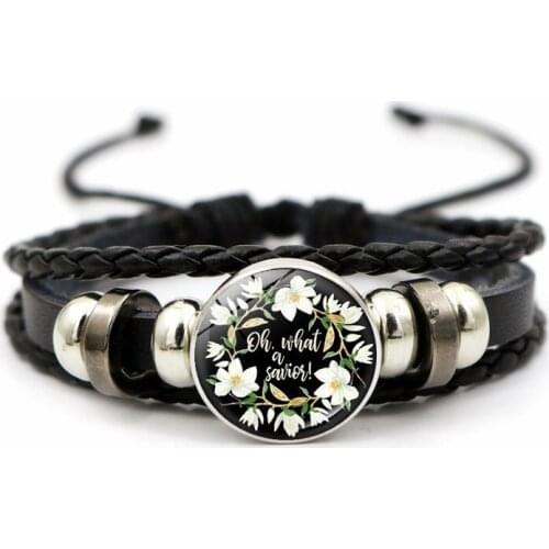 Black Leather Bracelets for Men Women Punk Bracelet Church Souvenir Gifts Christian Bible Verse Faith Serenity Prayer