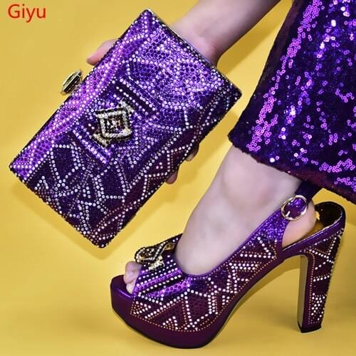 Doershow fashion style 2019new coming Italian matching shoe and bag set african wedding shoe and bag sets for wome! SYY1-20