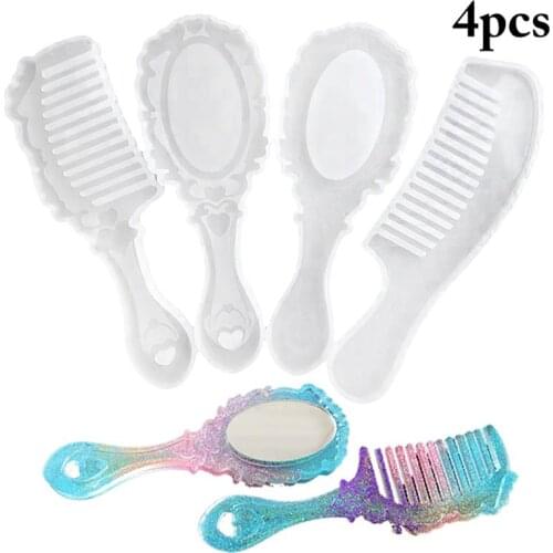 3pcs Resin Casting Mold 3D Transparent Silicone Comb Mold Epoxy Resin Molds For DIY Jewelry Making Tools