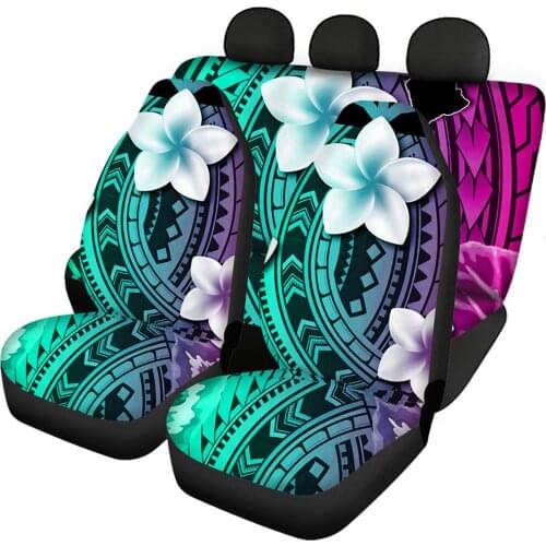 HUGSIDEA Floral print Auto Seat Cover for Front and Back Dustproof Polynesian Gradient Car Cushion Pad Fit All Season Ultra Soft