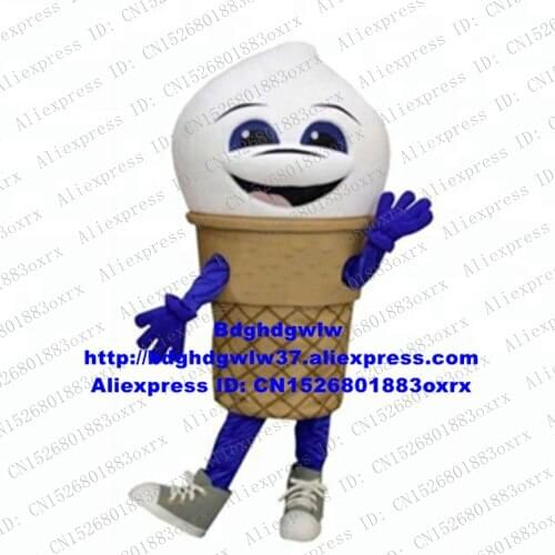 Brown White Ice Cream Cone Frozen Yogurt Yoghurt Yoghourt Mascot Costume Cartoon Character Street Mall Annual Symposium zx2714
