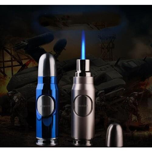 Creative Bullet Open The Lid Metal Windproof Gas Lighter Straight Into The Blue Flame Point Cigar Smoking Accessories