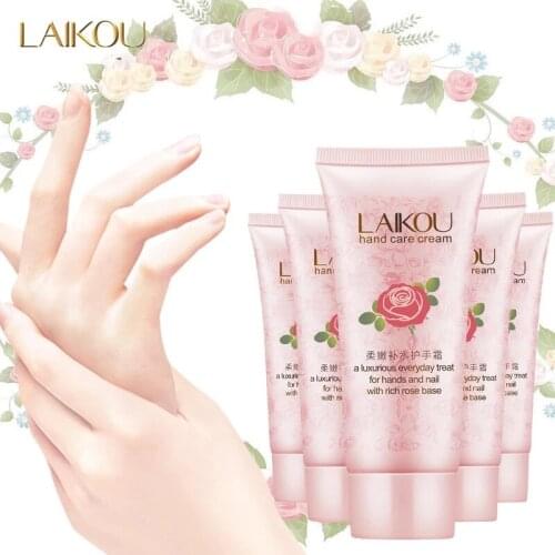 LAIKOU Hand Cream Rose Essential Oil Deep Moisturizing Anti Wrinkles Nourishing Hands Skin Whitening Repair Prevent Dryness