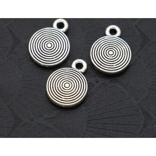 30pcs Antique Silver Plated Round Swirl Charms Pendants for Jewelry Making Bracelet DIY Handmade Accessories 9mm
