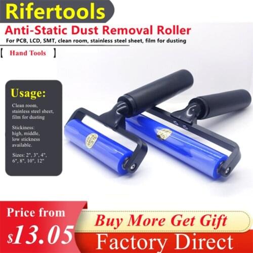 Wholesale Reusable Washable Dust Removal Black Aluminum Alloy With Plastic Handle Sticky Silicon Roller For SMT PCB Household