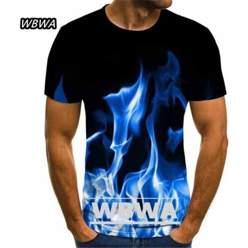 2021 Mens T-shirt Summer New 3D Print Flame T-shirt Mens Top Smoke Element Shirt Trendy Plus Size Short Sleeve Clothes 6XL