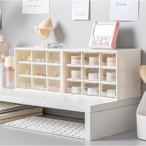 9 Grid Desktop Storage Box Dustproof Small Drawer Jewelry Plastic Storage Box Desktop Stationery Jewelry Hand Account