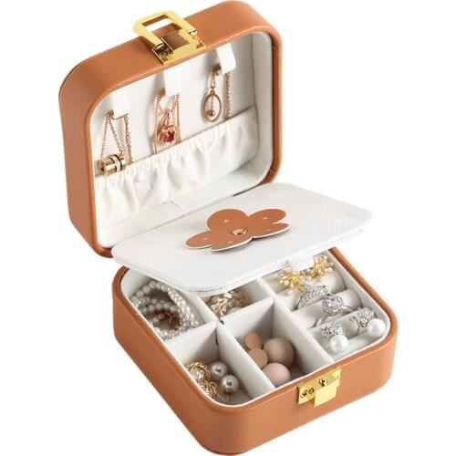 VoltaBox 2021 New Candy Color Jewelry Storage PU Leather Flap Jewelry Storage Box Portable Mini Jewelry Box Earring Organizer