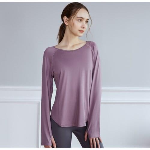 2021 New Women Loose Gym Yoga Shirts Long Sleeve Running Sportswear Tops Quick Dry Fitness Training Workout Sports T-shirts