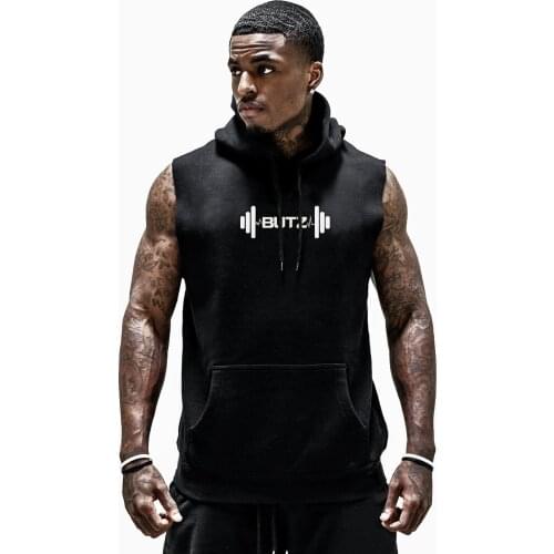 New sports hooded vest mens fitness vest running training clothing