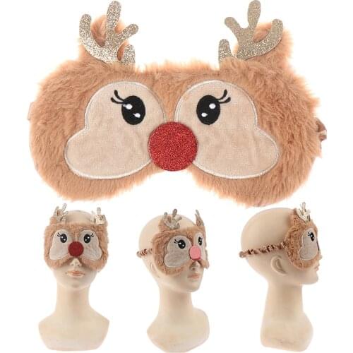 NEW Christmas Deer cute animal eye cover Plush Fabric Sleeping Mask Eyepatch Winter Cartoon nap Eye Shade for Christmas gift