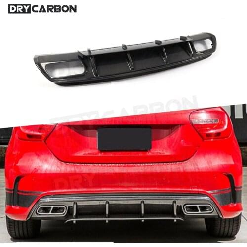 Carbon Fiber Rear Bumper Lip Diffuser For Mercedes Benz A Class W176 A250 A260 A45 2013-2019 A Style Fins Shark Skid FRP