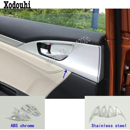 Car Body Styling Stick Trim Door Inner Built Handle Bowl Frame Lamp Molding 4pcs For Honda Civic 10th Sedan 2016 2017 2018 2019