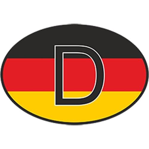 SZWL D Germany Country Code Oval with German Flag Car Sticker Helmet Bumper Waterproof Accessories Cover Scratch Decal,13cm*9cm