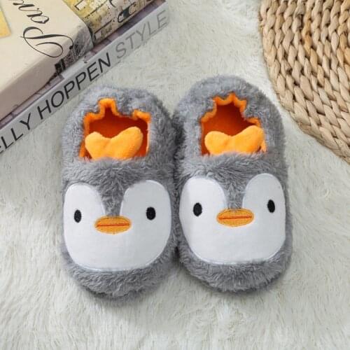 1-7Y Kids Indoor Slippers Baby Winter Boys Girls Cartoon Animal Print Home Non-Slip Cute Warming Shoes