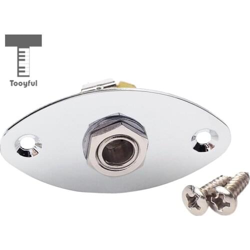 Tooyful Chrome 1/4'' Guitar Oval Flat Output Jack Plate Socket for Cigar Box Electric Guitar