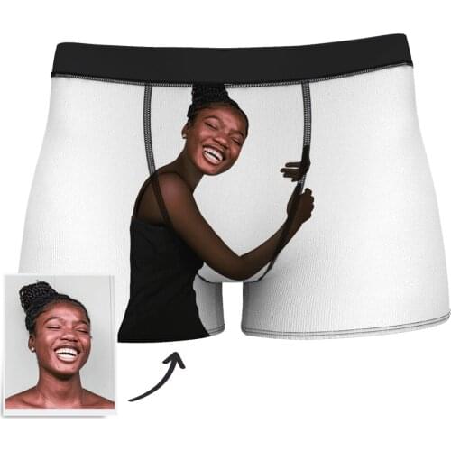 Customize name photo boxer On Body Dark Skin Valentines Day husband briefs funny shorts for boyfriend underwear christmas gifts