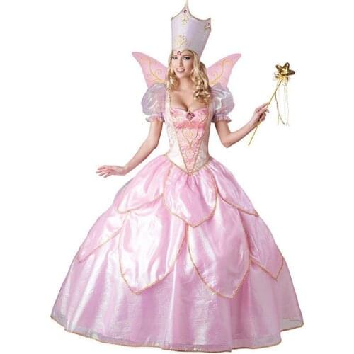 Attractive 2019 Hot Sexy Elegant Deluxe Fairy Godmother Costume Adult Glinda Wizard of Oz Halloween Fancy Cosplay Dress W159339