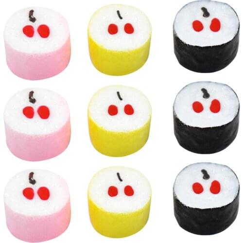 10pcs Lovely Sushi Flatback Resin Earrings Kawaii Cartoon Rice Ball Additives Charms Slime Cute Resin Pretend Sushi Jewelry DIY
