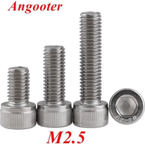 100pcs M2.5 DIN912 Hexagon socket hex head cap screw Screws A2-70 Bolts M2.5*3/4/5/6/8/10/12/14/16/20/25/30mm