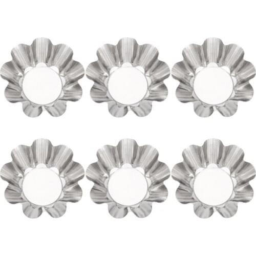 6Pcs Egg Flan Mould Flower Shape Reusable Stainless Steel Fruit Tart Baking Molds Kitchen Accessories Baking Tools