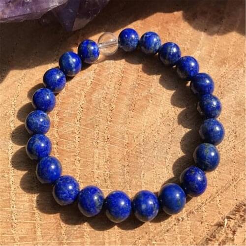 8mm Natural Lapis Lazuli Handmade Mala Bracelet Pray Chakas Wrist Ruyi Meditation Stretchy