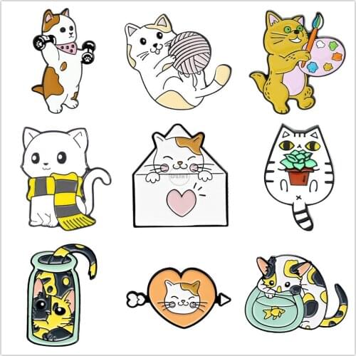 Animals Cats Enamel Pins Cute Lapel Badges For Clothes Cool Stuff Jewelry Collar Brooches Gifts Accessories For Kid Friends Bags