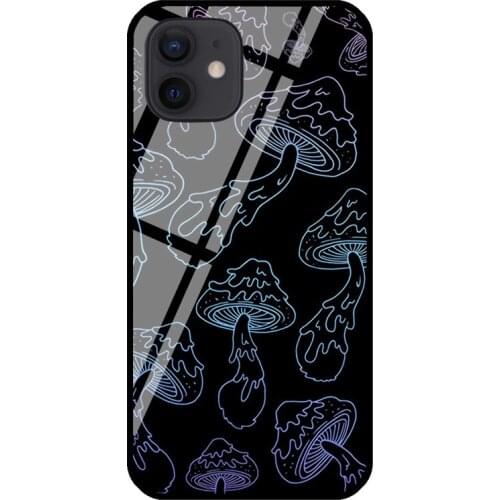 Pastel Goth Mushrooms Vaporwave Aesthetic Tempered Glass Phone Case For iPhone 12 mini 11 Pro Max XS X XR 7 8 Plus SE 2020 Coque
