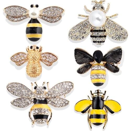 Design Insect Series Brooch Women Delicate Little Bee Brooches Crystal Rhinestone Pin Brooch Jewelry Gifts For Girl