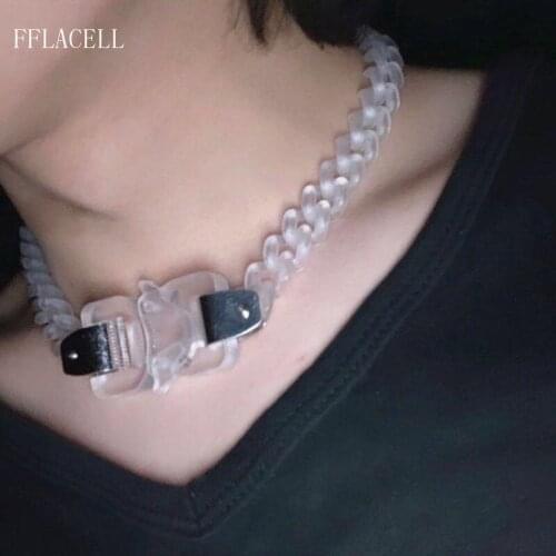 FFLACELL 2020 New Cool Personality Hip-hop Transparent Acrylic Chain Necklace Unisex Couple Accessories