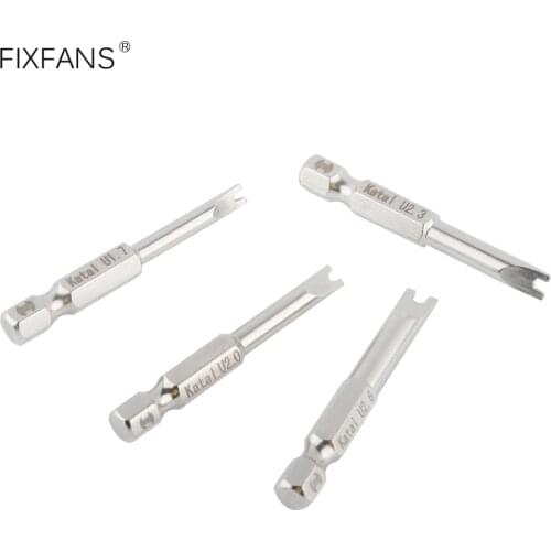 FIXFANS 4Pcs 50mm Long U-Shape CRV Screwdriver Bit Set 1/4 Inch Hex Shank U Fork Screwdriver Bits, M1.7 M2.0 M2.3 M2.6
