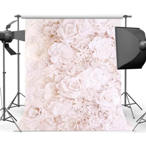Mehofoto White Flower Photo Newborn Backdrop for Pictures Baby Shower Background for Photo Studio S-2114