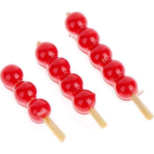 Hot sale 10PCS 1:12 Dollhouse Miniature Food candied gourd on a stick Food for Doll Toy