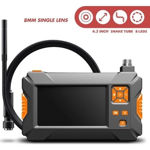 8mm handheld screen endoscope camera snake tube cable 2.0 mp serpentine camera HD 4.3 inch inspection lens