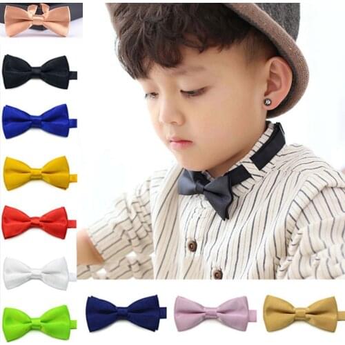 Classic Kids Bowtie Boys Grils Baby Children Bow Tie Fashion Solid Color Mint Green Red Black White Green Butterfly Gravata