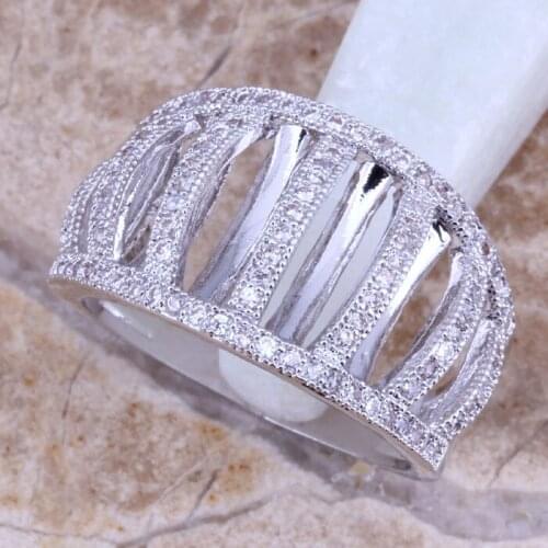 Precious White CZ Silver Plated Ring Size 6 / 7 / 8 / 9 E319
