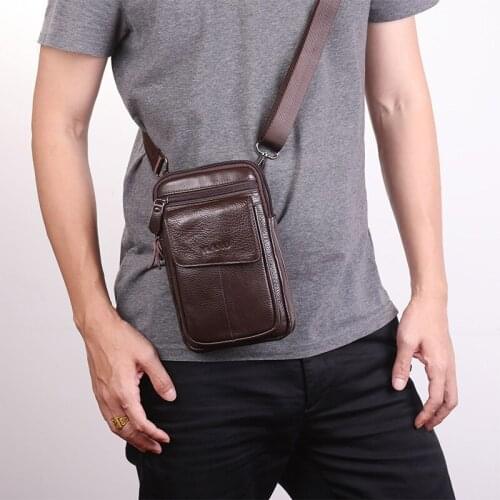Men Leather Cowh Belt Pouch Fanny Pack Waist Wallet Purse Travel Shoulder Me Sling Bags New Wallet Multipurpose
