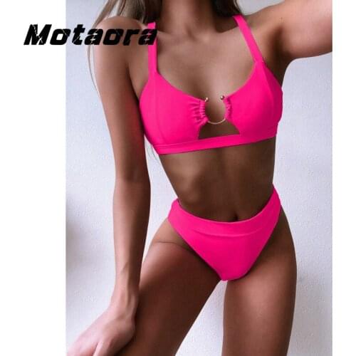 Two Pieces Bather Bathing Suit Push Up Hollow Out Swimsuit Women Summer Beach Brazilian Swimwear Female Sexy High Cut Bikini Set