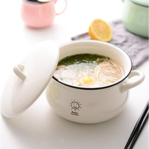 Noodles Salad Bowl Porcelain with lid smile sun Ceramic Dinner Bowls soup Home Decor Tableware