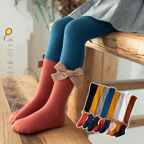 2021 Kids Girl Leggings New Autumn Winter Baby Boomers Pants Bowknot Cotton Embroidery Girls Leggings Warm Leggings Pantyhose