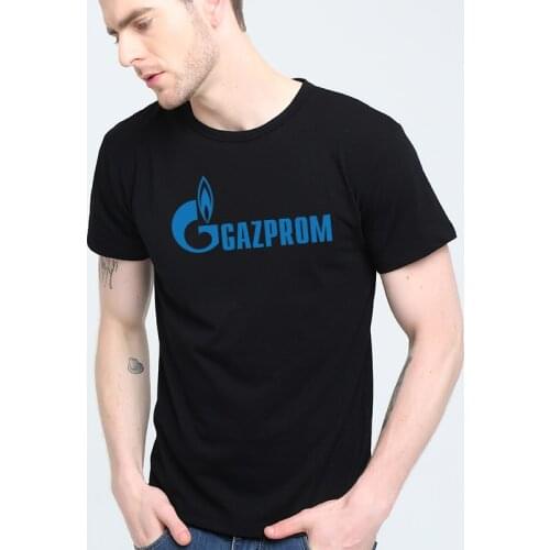 LOGO SEVEN SISTERS oil giant GAZPROM T-shirt cotton Lycra top Fashion Brand t shirt men new high quality
