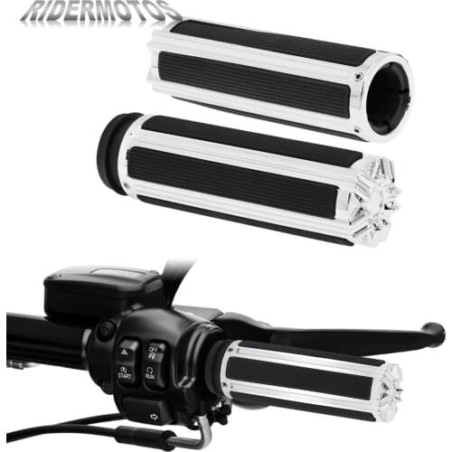 Motorcycle Electronic Throttle 1''25mm Handle Bar Hand Grips Chrome For Harley Softail Slim Touring Street Road Glide Breakout