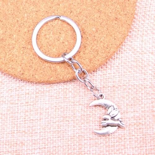 New Arrival moon running rabbit Charm Pendant Keychain Key Ring Chain Accessories Jewelry Making For Gifts