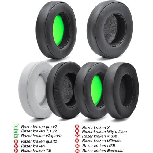 New Replacement Earpads Foam Ear Pads Cushions Earmuffs For Razer Kraken 7.1 Chroma V2 USB Gaming Pro V2 Headphone