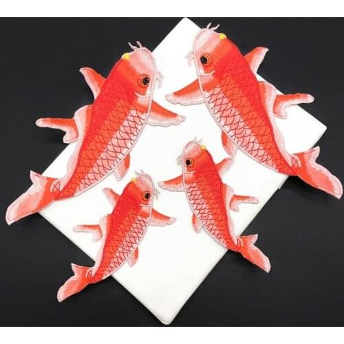 Sewing on Fish Carp Embroidered Patches Appliques Handmade Patch Sticker for Garment Woman Bag Home Textiles DIY Craft