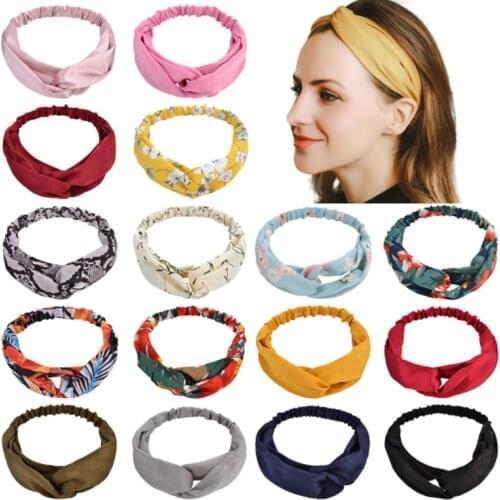 Headband Hair Band Cloth Europe and America Cross Knot Elastic Sports Printing Yoga Hairband Girls Accessories Women