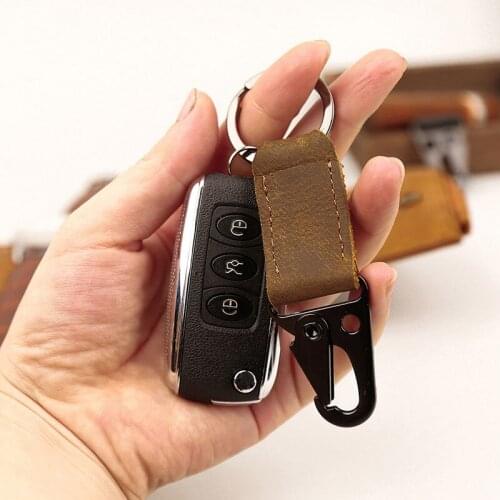 Simple Keychain Man Genuine Leather Key Chain Creativity Personality Key Ring Male Vintage Small Key Holder Men Car Key Case